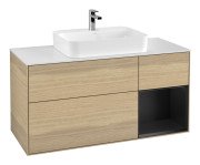 Тумба під раковину Villeroy & Boch Finion 120х50,1 см із підсвічуванням МДФ шпон дуба/скло біле матове G421PDPC