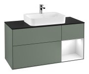 Тумба под раковину Villeroy & Boch Finion 120х50,1 см с подсветкой МДФ оливковый матовый лак/стекло черное матовое G422GFGM