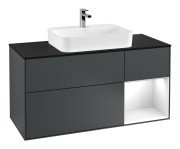 Тумба під раковину Villeroy & Boch Finion 120х50,1 см із підсвічуванням МДФ темно-синій матовий лак/скло чорне матове G422GFHG