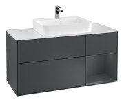 Тумба під раковину Villeroy & Boch Finion 120х50,1 см із підсвічуванням МДФ темно-синій матовий лак/скло біле матове G421HGHG