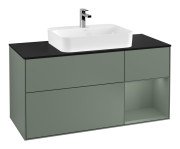 Тумба под раковину Villeroy & Boch Finion 120х50,1 см с подсветкой МДФ оливковый матовый лак/стекло черное матовое G422GMGM