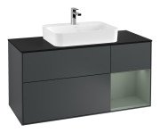 Тумба під раковину Villeroy & Boch Finion 120х50,1 см із підсвічуванням МДФ темно-синій матовий лак/скло чорне матове G422GMHG