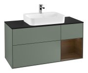 Тумба под раковину Villeroy & Boch Finion 120х50,1 см с подсветкой МДФ оливковый матовый лак/стекло черное матовое G422GNGM