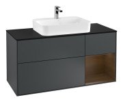 Тумба під раковину Villeroy & Boch Finion 120х50,1 см із підсвічуванням МДФ темно-синій матовий лак/скло чорне матове G422GNHG