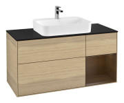 Тумба под раковину Villeroy & Boch Finion 120х50,1 см с подсветкой МДФ шпон дуба/стекло черное матовое G422GNPC