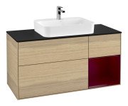 Тумба под раковину Villeroy & Boch Finion 120х50,1 см с подсветкой МДФ шпон дуба/стекло черное матовое G422HBPC