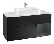 Тумба під раковину Villeroy & Boch Finion 120х50,1 см із підсвічуванням МДФ чорний матовий лак/скло біле матове G421HGPD