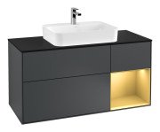 Тумба під раковину Villeroy & Boch Finion 120х50,1 см із підсвічуванням МДФ темно-синій матовий лак/скло чорне матове G422HFHG