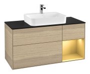 Тумба под раковину Villeroy & Boch Finion 120х50,1 см с подсветкой МДФ шпон дуба/стекло черное матовое G422HFPC