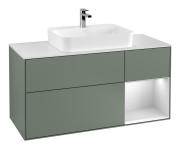 Тумба под раковину Villeroy & Boch Finion 120х50,1 см с подсветкой МДФ оливковый матовый лак/стекло белое матовое G421MTGM