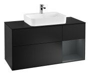 Тумба під раковину Villeroy & Boch Finion 120х50,1 см із підсвічуванням МДФ чорний матовий лак/скло чорне матове G422HGPD