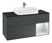 Тумба під раковину Villeroy & Boch Finion 120х50,1 см із підсвічуванням МДФ темно-синій матовий лак/скло чорне матове G422MTHG