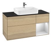 Тумба под раковину Villeroy & Boch Finion 120х50,1 см с подсветкой МДФ шпон дуба/стекло черное матовое G422MTPC