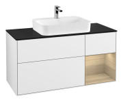 Тумба под раковину Villeroy & Boch Finion 120х50,1 см с подсветкой МДФ глянцевый белый лак/стекло черное матовое G422PCGF