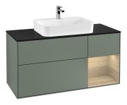 Тумба под раковину Villeroy & Boch Finion 120х50,1 см с подсветкой МДФ оливковый матовый лак/стекло черное матовое G422PCGM