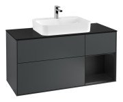 Тумба под раковину Villeroy & Boch Finion 120х50,1 см с подсветкой МДФ темно-синий матовый лак/стекло черное матовое G422PDHG