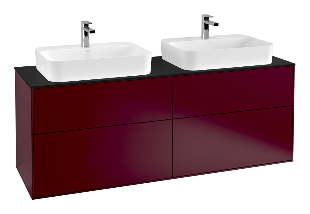 Тумба під раковину Villeroy & Boch Finion 160х50,1 см МДФ півонія матовий лак/скло чорне матове F43200HB