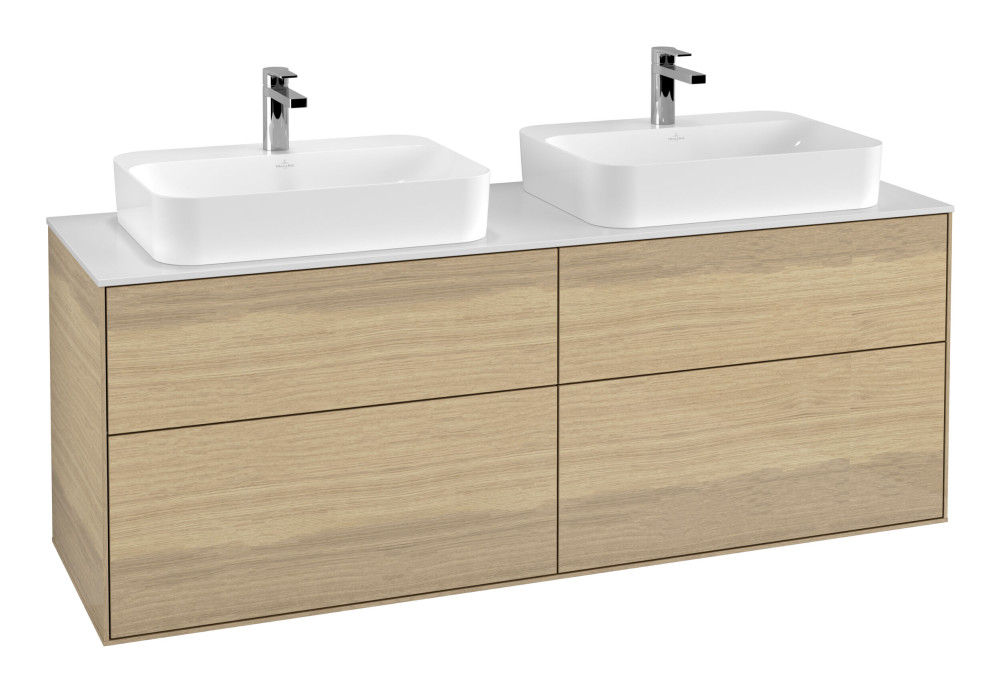 Тумба под раковину Villeroy & Boch Finion 160х50,1 см МДФ шпон дуба/стекло белое матовое F43100PC