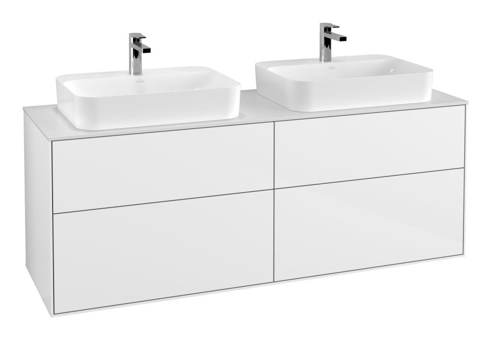 Тумба под раковину Villeroy & Boch Finion 160х50,1 см с подсветкой МДФ глянцевый белый лак/стекло белое матовое G43100GF