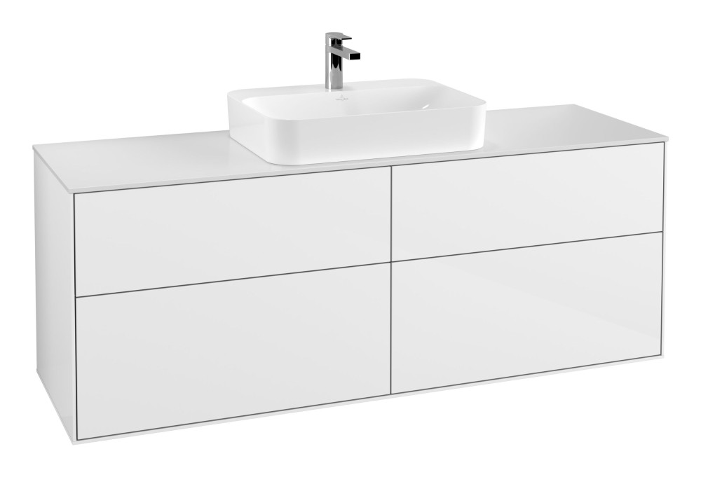 Тумба під раковину Villeroy & Boch Finion 160х50,1 см МДФ білий глянцевий лак/скло біле матове F44100GF