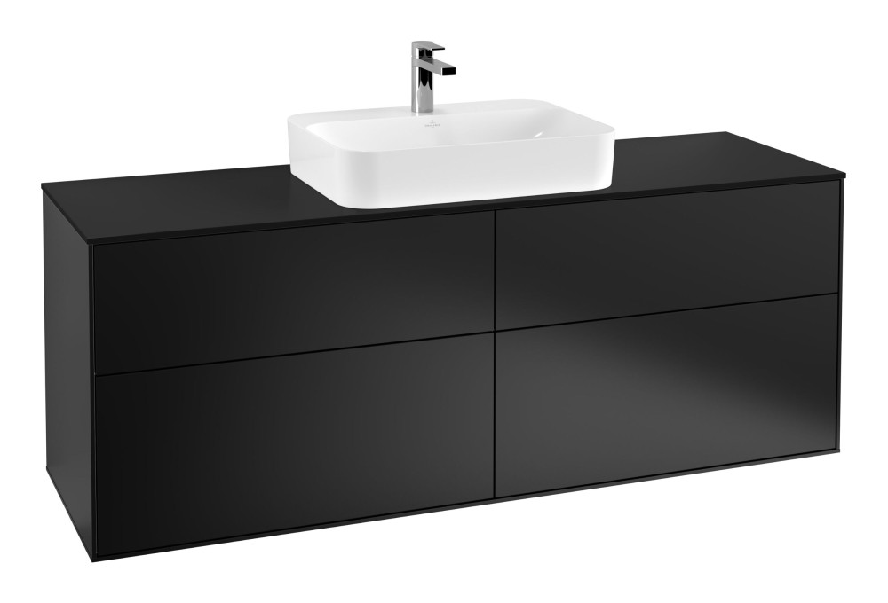 Тумба под раковину Villeroy & Boch Finion 160х50,1 см МДФ черный матовый лак/стекло черное матовое F44200PD