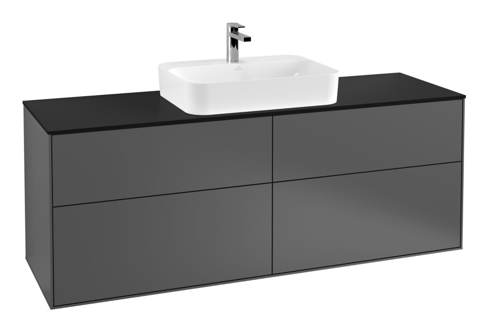 Тумба под раковину Villeroy & Boch Finion 160х50,1 см с подсветкой МДФ антрацит матовый лак/стекло черное матовое G44200GK