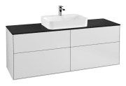 Тумба під раковину Villeroy & Boch Finion 160х50,1 см із підсвічуванням МДФ білий матовий лак/скло чорне матове G44200MT