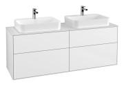 Тумба под раковину Villeroy & Boch Finion 160х50,1 см с подсветкой МДФ глянцевый белый лак/стекло белое матовое G43100GF