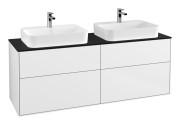 Тумба под раковину Villeroy & Boch Finion 160х50,1 см с подсветкой МДФ глянцевый белый лак/стекло черное матовое G43200GF