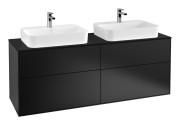 Тумба под раковину Villeroy & Boch Finion 160х50,1 см с подсветкой МДФ черный матовый лак/стекло черное матовое G43200PD