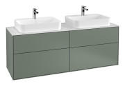 Тумба под раковину Villeroy & Boch Finion 160х50,1 см с подсветкой МДФ оливковый матовый лак/стекло белое матовое G43100GM