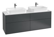 Тумба под раковину Villeroy & Boch Finion 160х50,1 см с подсветкой МДФ темно-синий матовый лак/стекло белое матовое G43100HG