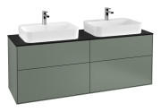 Тумба под раковину Villeroy & Boch Finion 160х50,1 см с подсветкой МДФ оливковый матовый лак/стекло черное матовое G43200GM