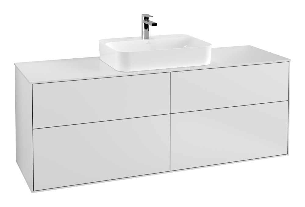 Тумба під раковину Villeroy & Boch Finion 160х50,1 см МДФ білий матовий лак/скло біле матове F44100MT