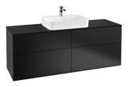 Тумба під раковину Villeroy & Boch Finion 160х50,1 см МДФ чорний матовий лак/скло чорне матове F44200PD