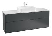 Тумба під раковину Villeroy & Boch Finion 160х50,1 см МДФ темно-синій матовий лак/скло біле матове F44100HG