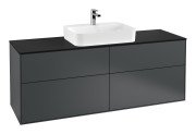 Тумба під раковину Villeroy & Boch Finion 160х50,1 см МДФ темно-синій матовий лак/скло чорне матове F44200HG