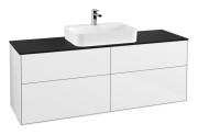 Тумба під раковину Villeroy & Boch Finion 160х50,1 см з підсвічуванням МДФ білий глянцевий лак/скло чорне матове G44200GF