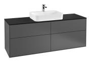 Тумба під раковину Villeroy & Boch Finion 160х50,1 см із підсвічуванням МДФ антрацит матовий лак/скло чорне матове G44200GK