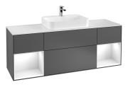 Тумба под раковину Villeroy & Boch Finion 160х50,1 см с подсветкой МДФ антрацит матовый лак/стекло белое матовое F451GFGK