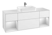 Тумба под раковину Villeroy & Boch Finion 160х50,1 см с подсветкой МДФ глянцевый белый лак/стекло белое матовое F451MTGF