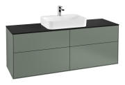 Тумба під раковину Villeroy & Boch Finion 160х50,1 см з підсвічуванням МДФ оливковий матовий лак/скло чорне матове G44200GM