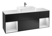 Тумба под раковину Villeroy & Boch Finion 160х50,1 см с подсветкой МДФ черный матовый лак/стекло белое матовое F451MTPD