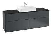Тумба під раковину Villeroy & Boch Finion 160х50,1 см із підсвічуванням МДФ темно-синій матовий лак/скло чорне матове G44200HG