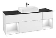 Тумба под раковину Villeroy & Boch Finion 160х50,1 см с подсветкой МДФ глянцевый белый лак/стекло черное матовое F452GFGF