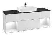 Тумба под раковину Villeroy & Boch Finion 160х50,1 см с подсветкой МДФ белый матовый лак/стекло черное матовое F452GFMT