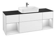 Тумба під раковину Villeroy & Boch Finion 160х50,1 см з підсвічуванням МДФ білий глянцевий лак/скло чорне матове F452MTGF