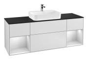 Тумба під раковину Villeroy & Boch Finion 160х50,1 см із підсвічуванням МДФ білий матовий лак/скло чорне матове F452MTMT