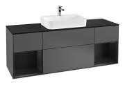Тумба під раковину Villeroy & Boch Finion 160х50,1 см із підсвічуванням МДФ антрацит матовий лак/скло чорне матове F452PDGK