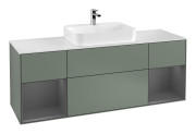 Тумба под раковину Villeroy & Boch Finion 160х50,1 см с подсветкой МДФ оливковый  матовый лак/стекло белое матовое F451GKGM